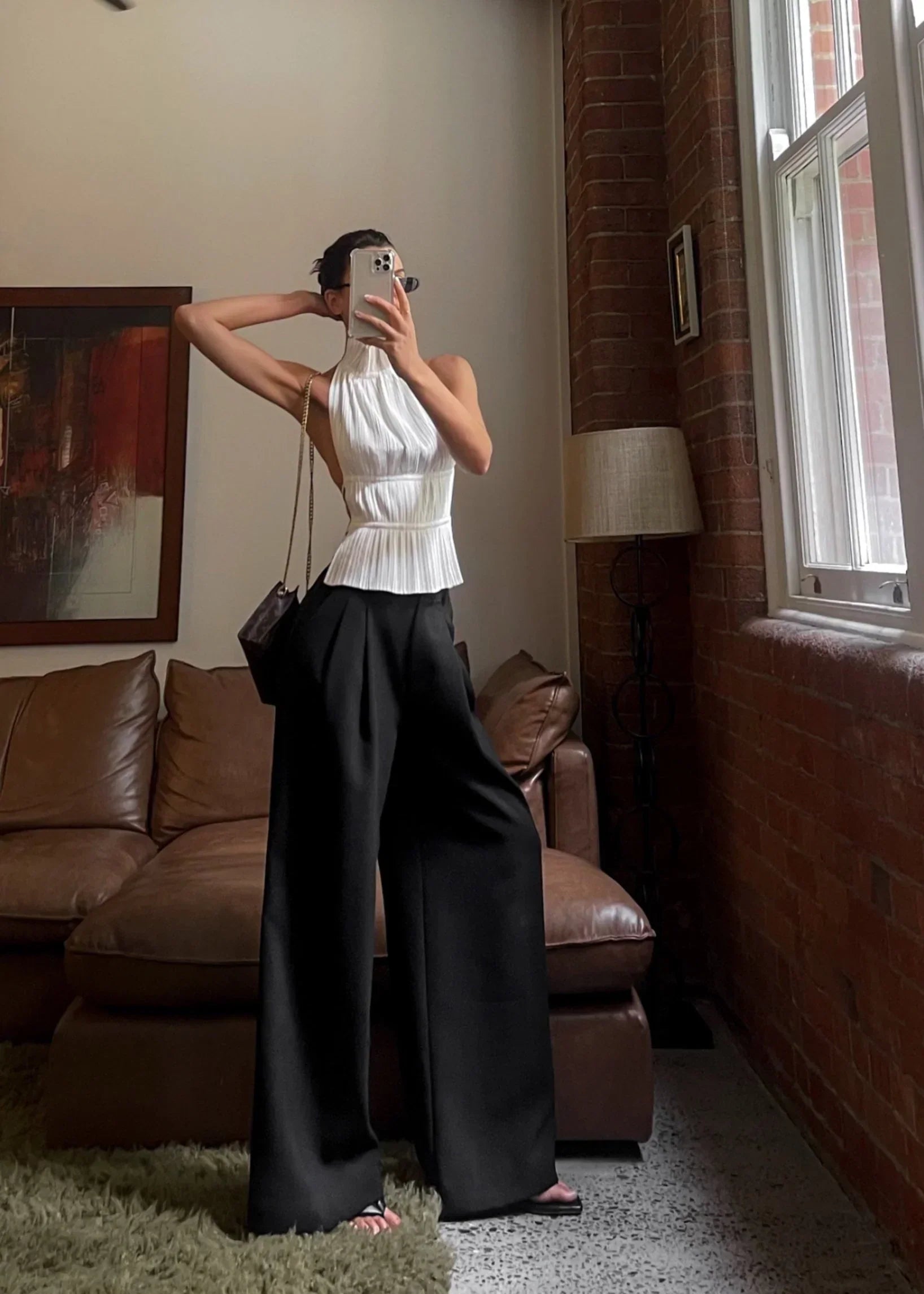 Laurel | Backless pleated top