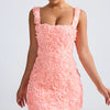 Rosy | Mini dress with 3D floral pattern 