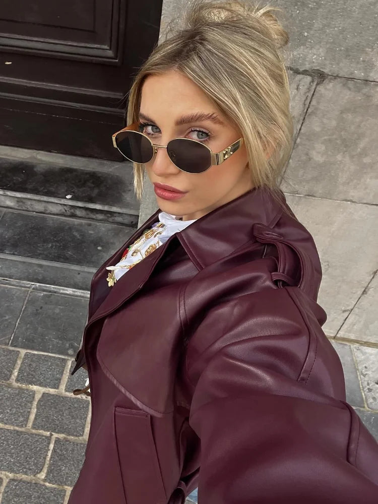 Claudia | Vegan leather jacket with belt