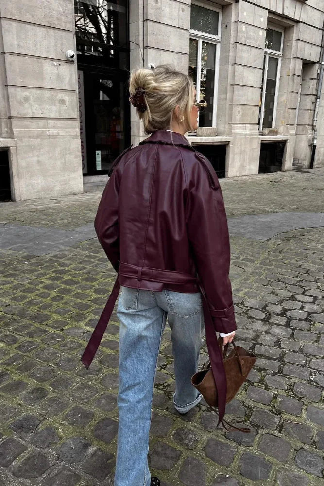 Claudia | Vegan leather jacket with belt