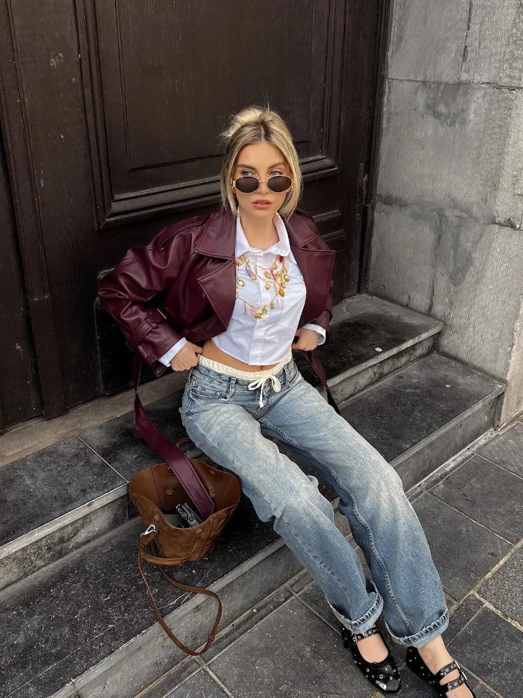 Claudia | Vegan leather jacket with belt