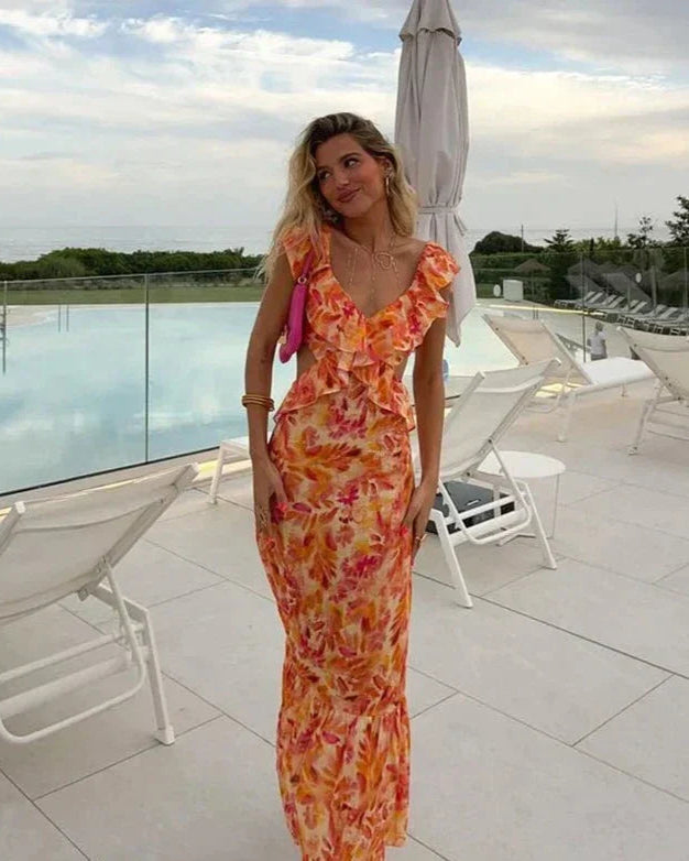 Maeje | Maxi ruffle dress with flowers