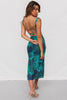 Zira | Floral turquoise midi dress with open back