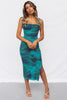 Zira | Floral turquoise midi dress with open back