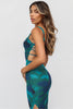 Zira | Floral turquoise midi dress with open back