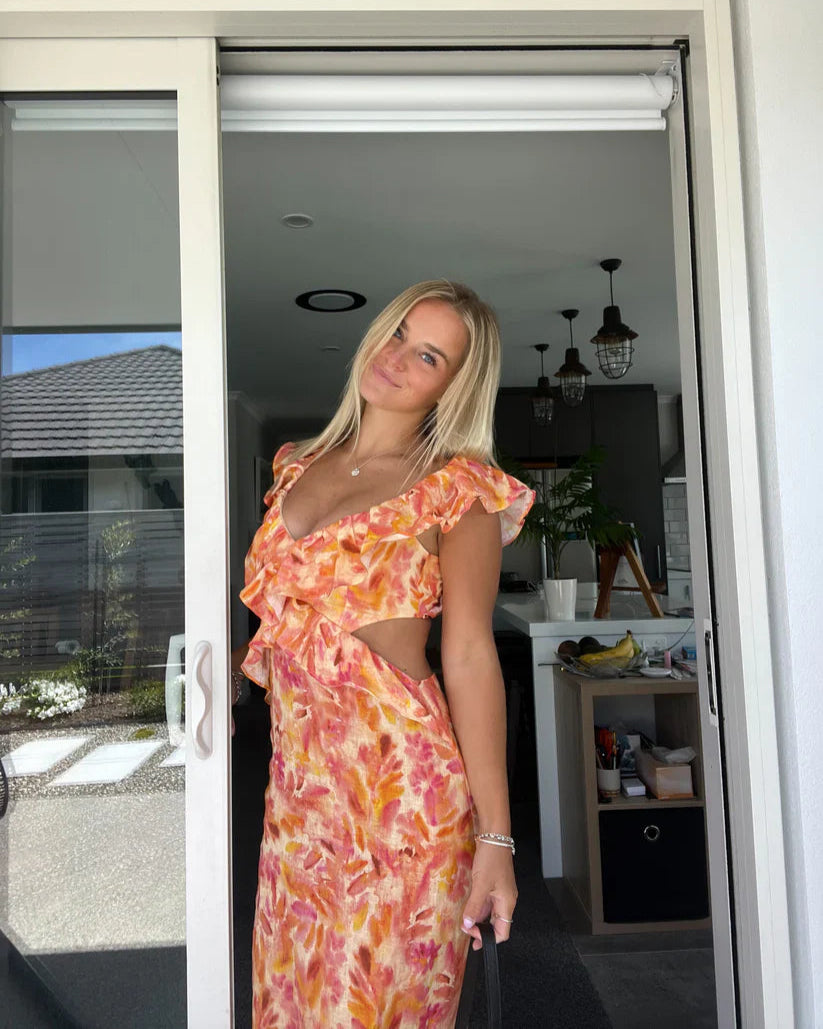 Maeje | Maxi ruffle dress with flowers