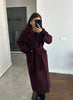 Leonie | Elegante Lange Burgundy Mantel Jas