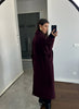 Leonie | Elegante Lange Burgundy Mantel Jas