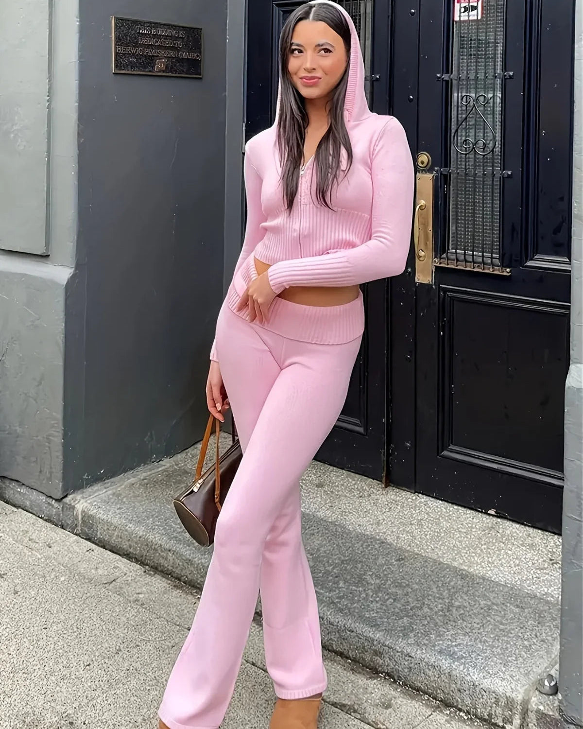 Sienna | Zip-Up knitted hoodie and jogger set 