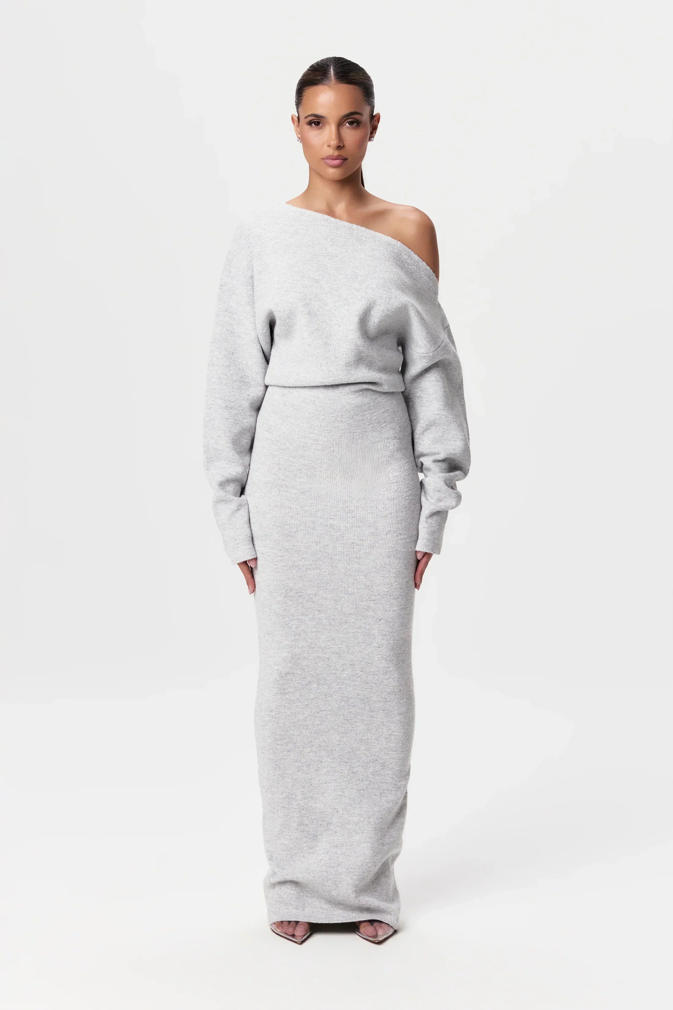 Miela | Off-shoulder stickad klänning